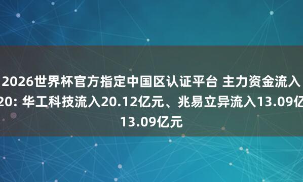 2026世界杯官方指定中國區認證平臺 主力資金流入前20: 華工科技流入20.12億元、兆易立異流入13.09億元