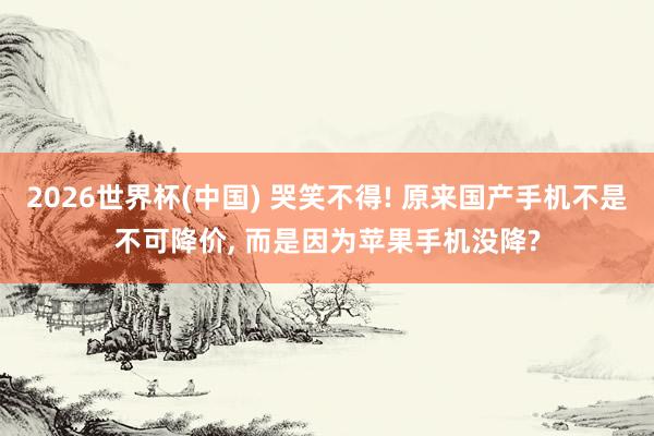 2026世界杯(中國(guó)) 哭笑不得! 原來國(guó)產(chǎn)手機(jī)不是不可降價(jià), 而是因?yàn)樘O果手機(jī)沒降?