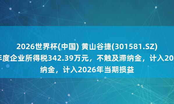2026世界杯(中國(guó)) 黃山谷捷(301581.SZ)：補(bǔ)繳2025年度企業(yè)所得稅342.39萬(wàn)元，不觸及滯納金，計(jì)入2026年當(dāng)期損益