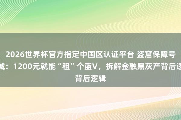 2026世界杯官方指定中國(guó)區(qū)認(rèn)證平臺(tái) 盜窟保障號(hào)圍城：1200元就能“租”個(gè)藍(lán)V，拆解金融黑灰產(chǎn)背后邏輯