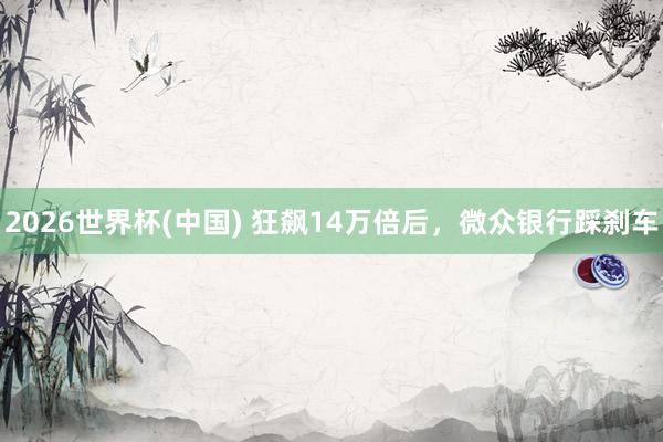 2026世界杯(中國) 狂飆14萬倍后，微眾銀行踩剎車