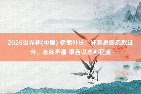 2026世界杯(中國) 伊朗外長：好意思國條款過分、態度矛盾 艱苦說念判程度