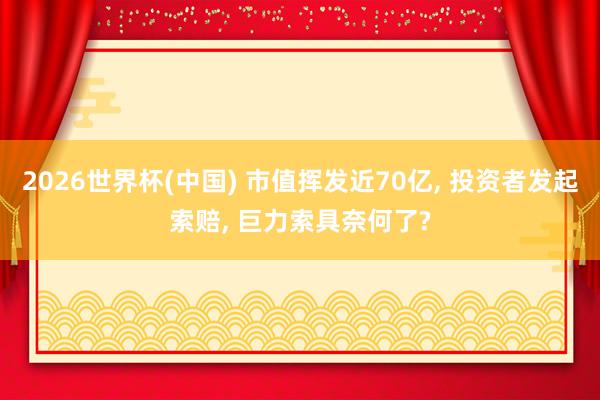 2026世界杯(中國) 市值揮發近70億, 投資者發起索賠, 巨力索具奈何了?