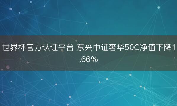 世界杯官方認證平臺 東興中證奢華50C凈值下降1.66%